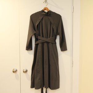 grey cotten jersey dress long sleeve belted